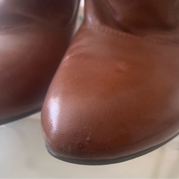 Nine West Soft Brown Leather Ankle Boots Heels Adjustable Side Buckle Size 7 M - Picture 9 of 11